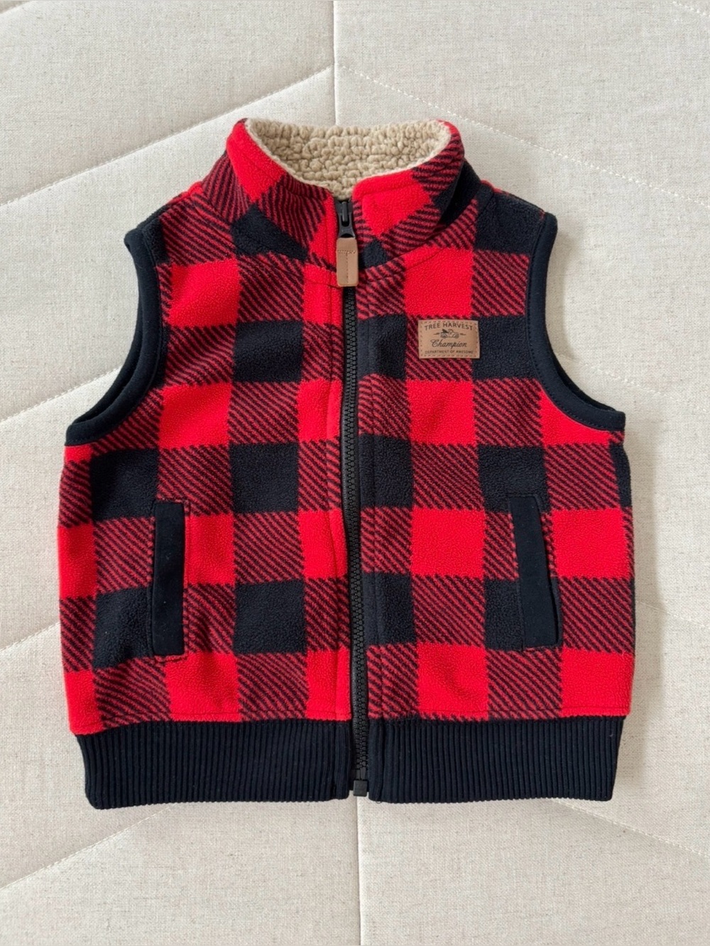 | Carter’s | Red & Black Buffalo Plaid Vest Baby size 9 months